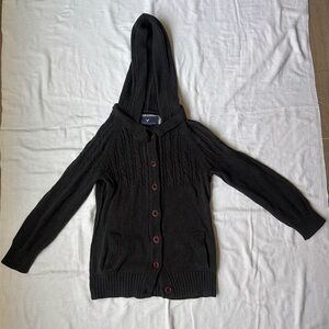 American Eagle Outfitters Gray Hooded Knit Cardigan